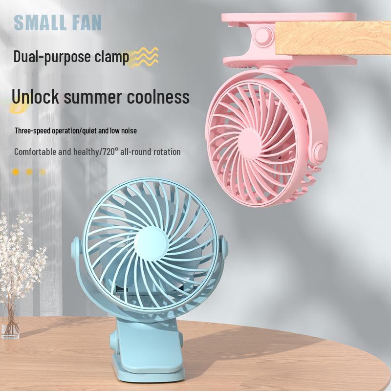 Rechargeable Portable USB Desktop Fan - Silent, Strong Wind, Clip-On, Ideal for Dorms & Students
