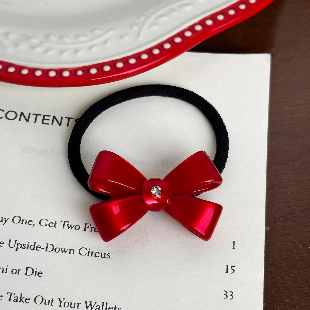 Korean New Cute 4.5cm Stereoscopic Bow Hair Tie Hair Clip For Sweet Girls Rhinestones Acetate Hair Rope Duckbill Clip
