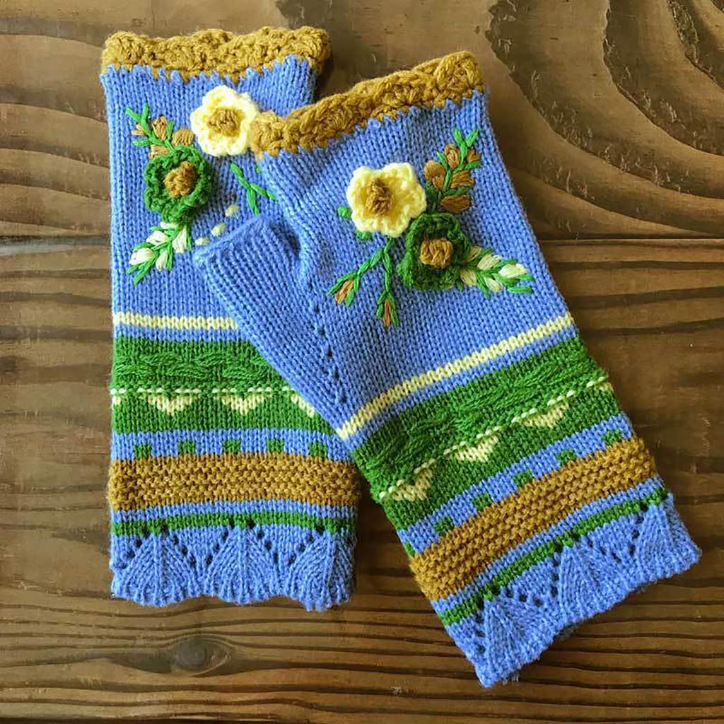 Knitted Fingerless Gloves Half Finger Glove Soft and Warm Winter Wrist Warmers for Girls Women