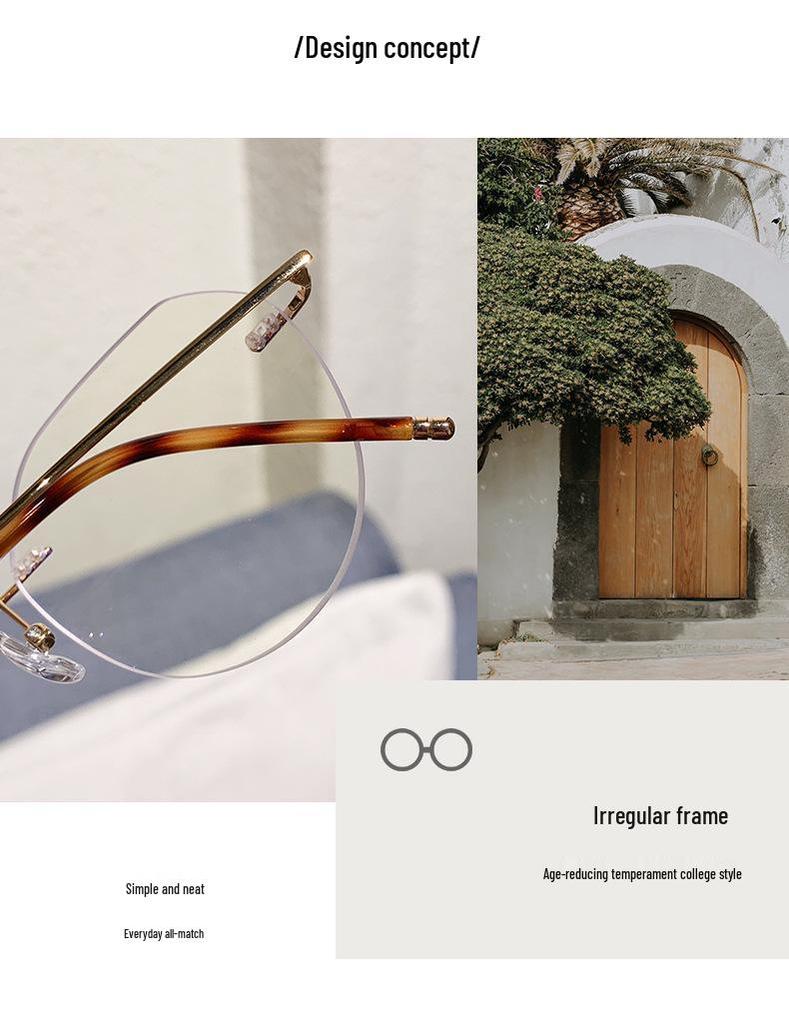 Rimless Women's Slim-Fit Prescription Glasses with Big Frame