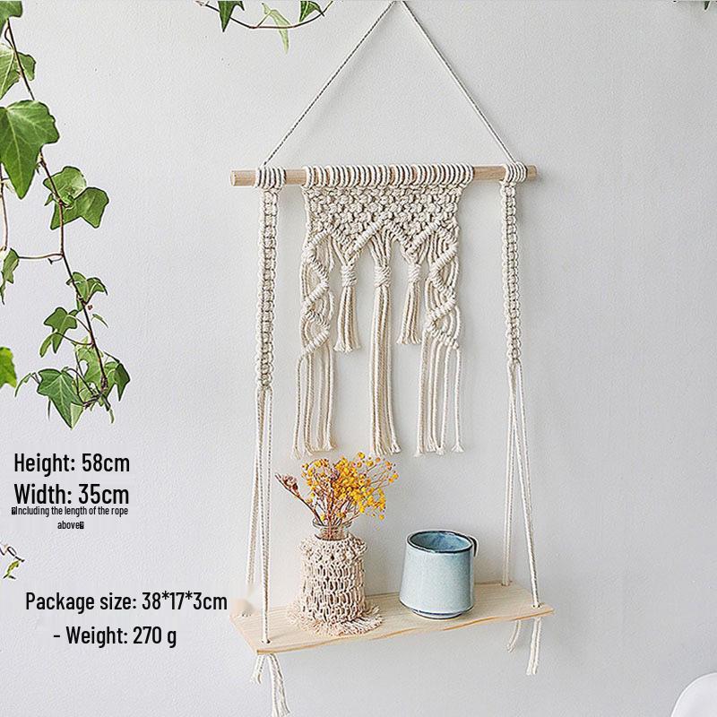Bohemian Hand-Woven Tapestry Wall Shelf & Flower Pot Rack