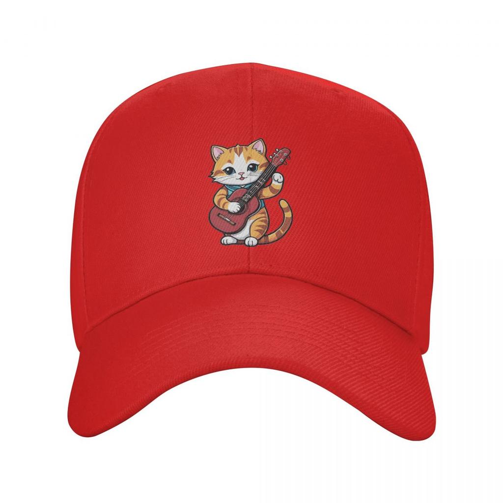 Rock Cat Playing Guitar Cartoon Guitar Cat Baseball Caps Snapback Men Women Hats Adjustable Cap Hip Hop Baseball Hat Casquette