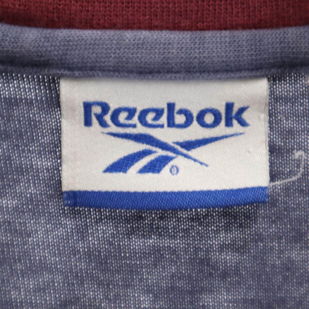 Reebok 90s Old Short Sleeve V Neck T-shirt S Blue Men's Used