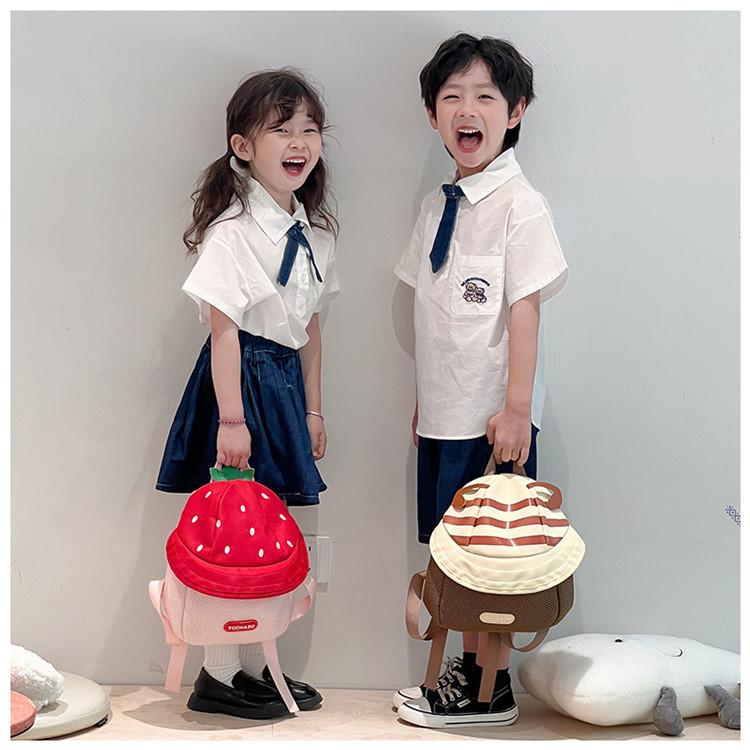 Cotton Children Preschool Backpack Cartoon Fruit Hat Durable Stitching School