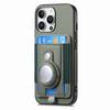 Holder for AirTag/iPhone 16 Pro Max Case Detachable Card Holder Leather+TPU+PC Phone Cover