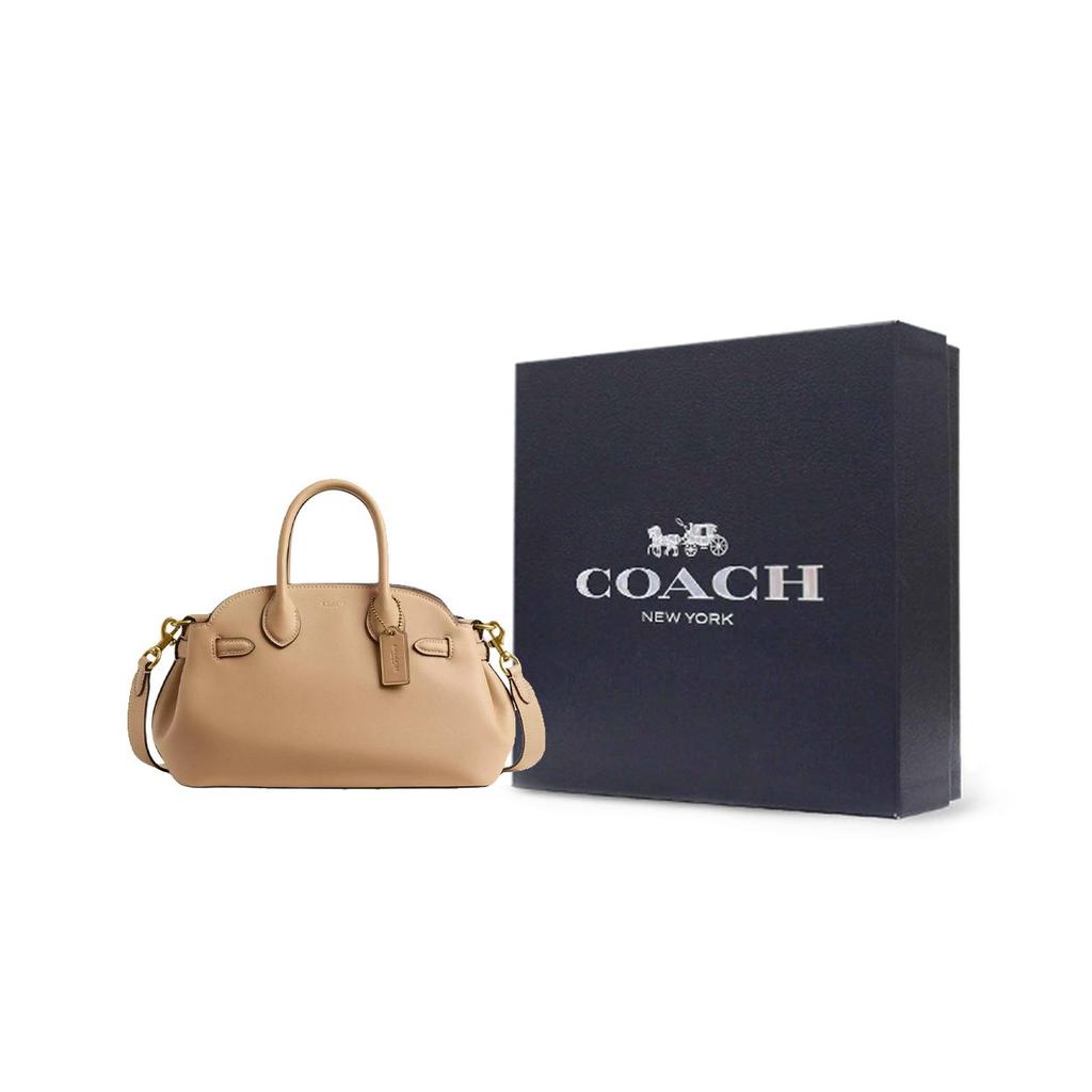 Coach Empire Carryall 26 Logo Zip Closure Leather Crossbody Shoulder Handbag Medium Women Handbags Brown CU066-B4T2