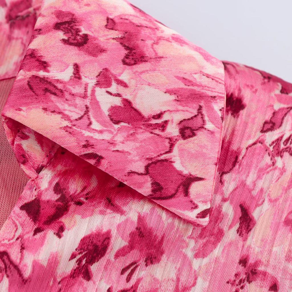 Spring/Summer 2025 Women's Floral Tie-Waist Casual Dress