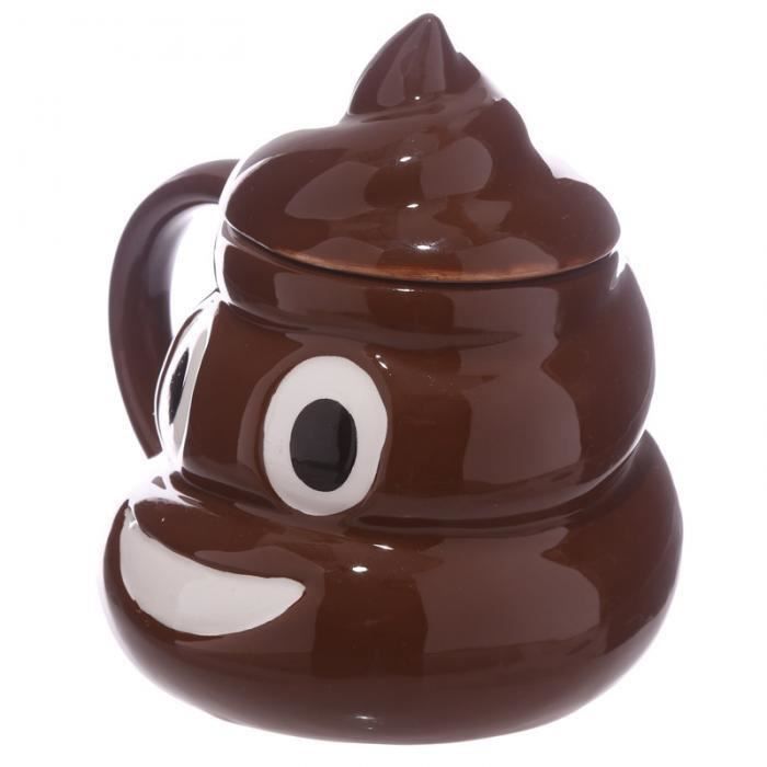 Mug - emoti - poop - céramique - 13cm avec couvercle - cylindrique