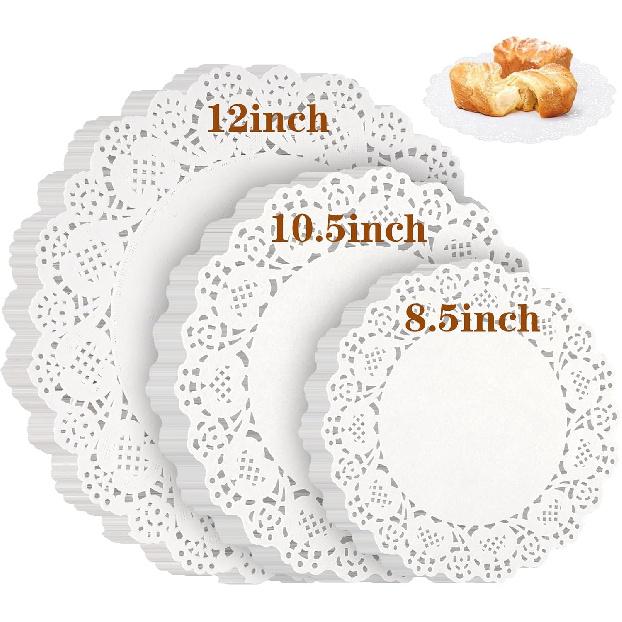 100 Pieces Paper Doilies, 12 Inch Doilies for Food, Disposable Lace Paper Doilies for Tables, Round Paper Placemats Bulk for Cakes Desserts Crafts