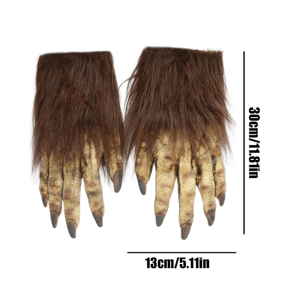 Halloween Costume Gloves 2Pcs Werewolf Gloves Wolf Claw Hands Horror Wolf Claw Gloves Suitable for Halloween Theme Party