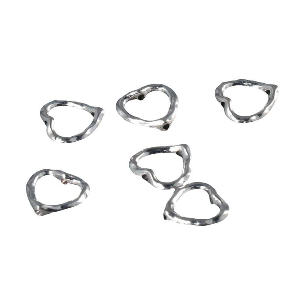 100Pcs 14mm Heart Bead Silver Bead Frame Decoration Charms  Christmas