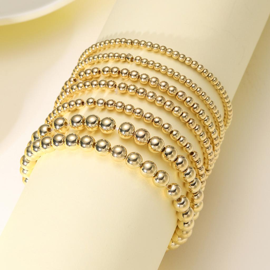 iF ME 7-piece Bracelet Set Handmade Beaded Bracelet Set Couple Beach Style Geometrical Ccb Elastic Jewelry