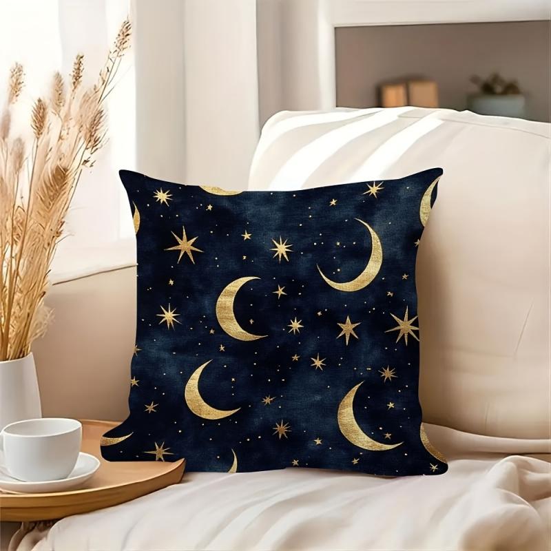 Vikama Federa Decorativa a Forma di Luna Crescente Dorata e Stella per Divani, Camere da Letto, Interni Auto - Poliestere