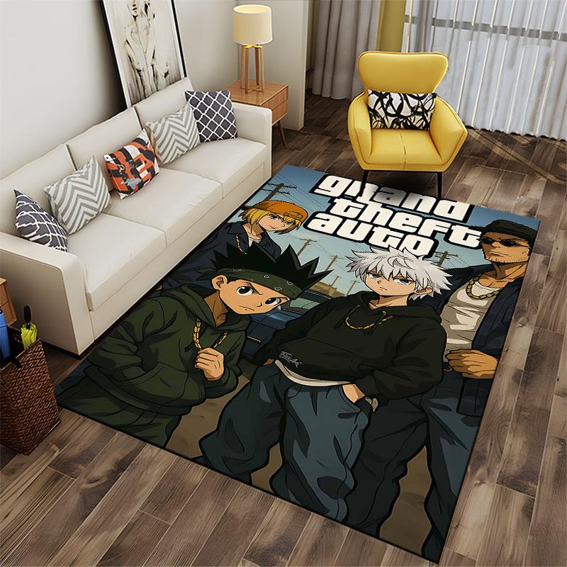 Anime Style Gangster Design Suitable As a Non-slip Mat for the Living Room or Bedroom Sofa