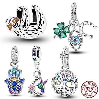 New Copper Clover Hummingbird Charms Pendant Sloth Beads Fit Original Charm Bracelet Women Jewelry Gift