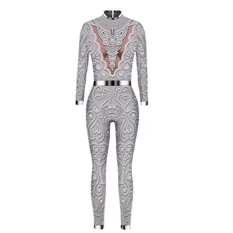Sexy Women Robot Punk Jumpsuit Catsuit Cosplay Costumes Zentai Halloween Party Performance Bodysuit Dress Up