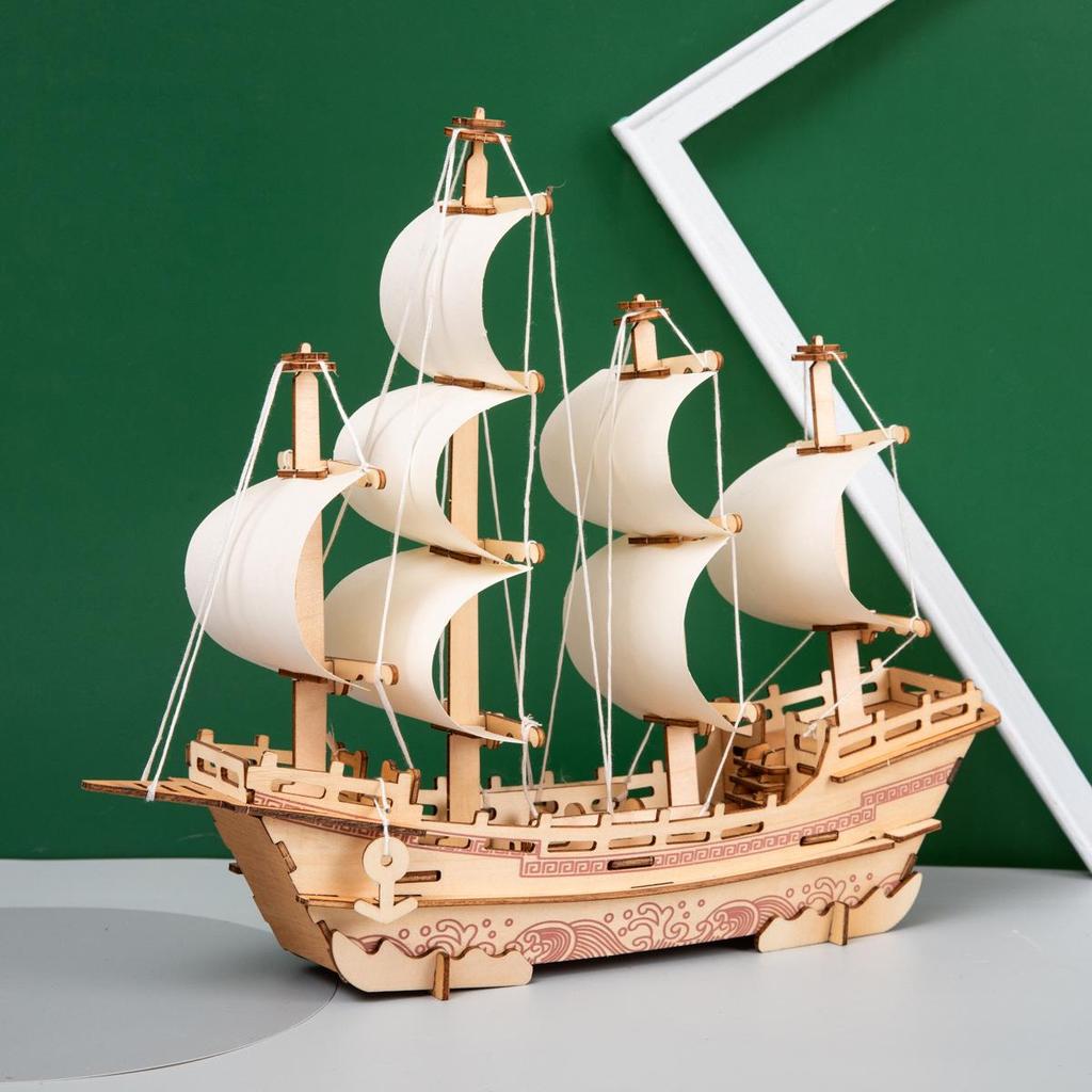 Cross-Border Wooden 3D Puzzle DIY Educational Model Toy for Kids