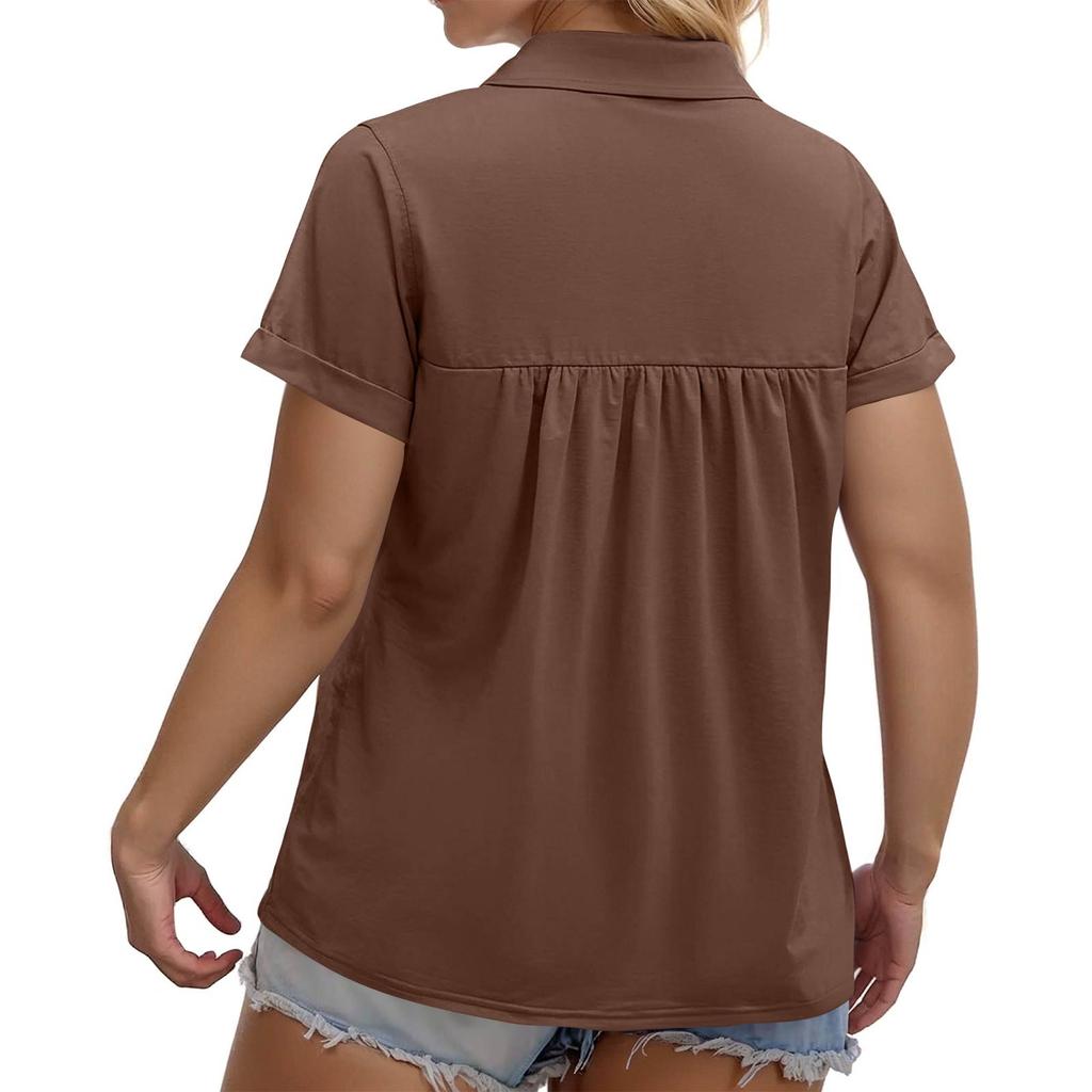 Damenmode Lässiges V-Ausschnitt Kurzarm Große Größe T-Shirt Top