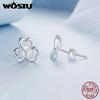 WOSTU Originální 925 sterlingové stříbro jetelové náušnice náušnice z bílého zlata jemné šperky pro ženy dárek ke svatbě