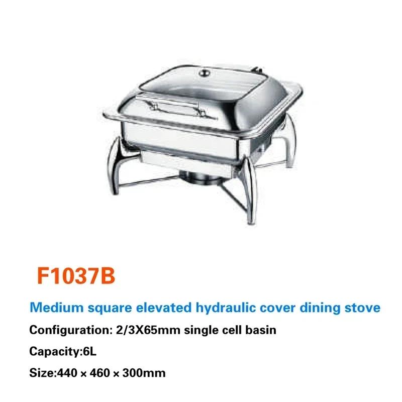 Buffet-Speisenwärmer Kommerzielles Buffet-Chaffing-Dish Luxus für Hotel Hydraulischer Buffetherd Hotpot Edelstahlgeschirr Royal