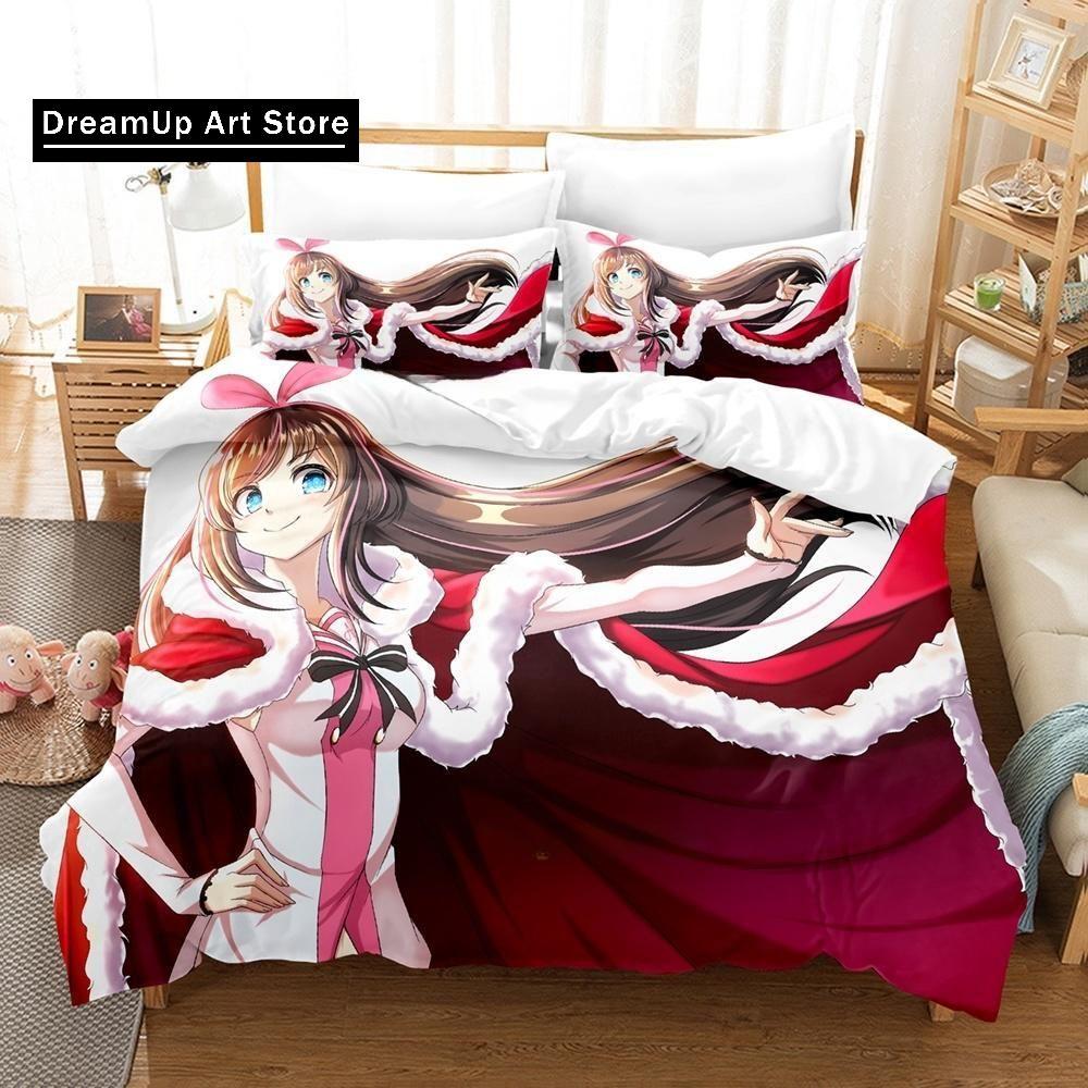 3d Printing anime Kawaii Girls Kizuna AI Bedding Set Single Twin Full Queen King Size Bed Set Adult Kid Bedroom Duvet cover Sets
