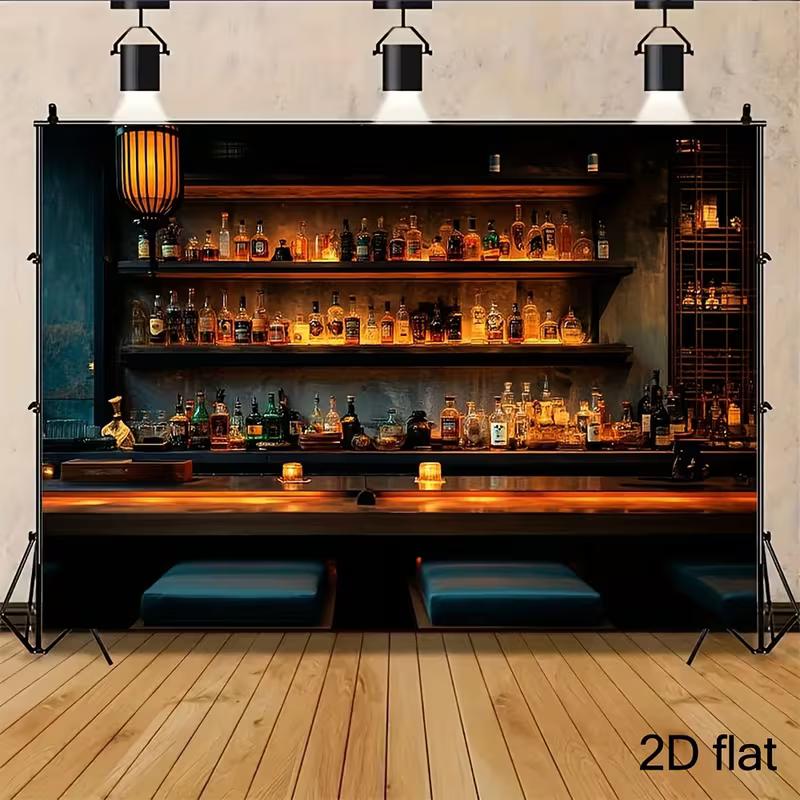 Bar Nightclub Themed Tapestry, Whiskey Bottles Wall Hanging for Photo Background