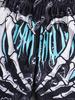 Single-piece Boys' Street Style Hip-hop Skull Hand Letter Paisley Pattern Shorts, Spring/summer Style.