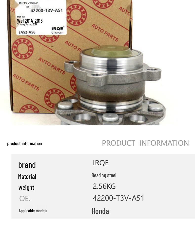 Car Bearing Unit Hub Assembly 42200-T3V-A51 for 14-15 Ninth Gen Ya Models