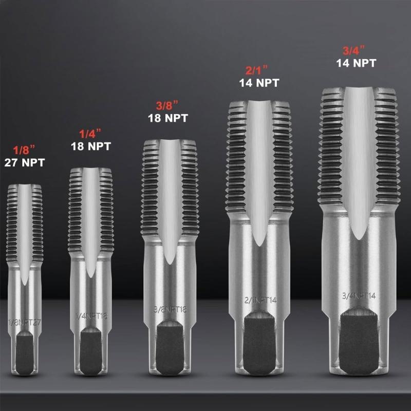 NPT Thread Forming Tap, 1/8", 1/4", 3/8", 1/2" and 3/4"  NPT Pipe Tap Threading Tap Tool for Clean Damaged