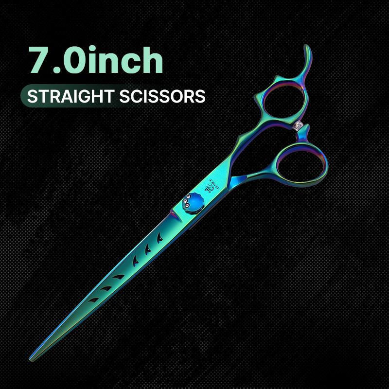 Fenice High-grade 7.0/7.5 inch JP440C Fluorescent Green Pet Grooming Scissors Shears Cutting&Curved&Thinner Set for Dog Groomer