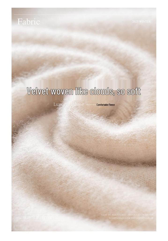 Women's V-Neck Seamless Cashmere Sweater: Brushed Finish, Long Sleeve, Solid Color
