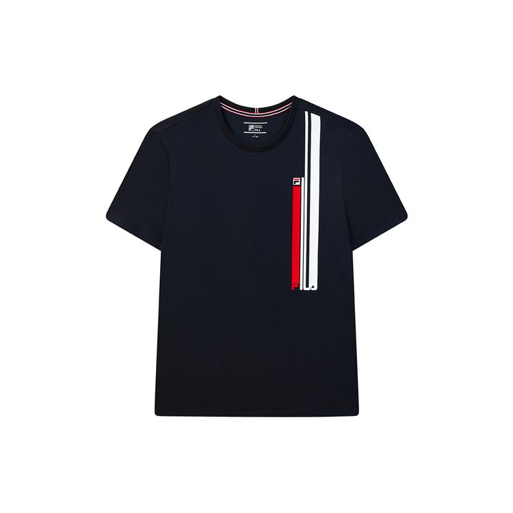 

FILA Embroidered Logo Contrast Crew Neck Short Sleeve T-Shirt Men Tops Legendary-Blue F11M121105F-NV