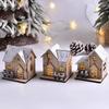 Merry Christmas DIY Xmas Wooden House Glowing Castle Mini Christmas LED Light Xmas Ornaments Home Decoration