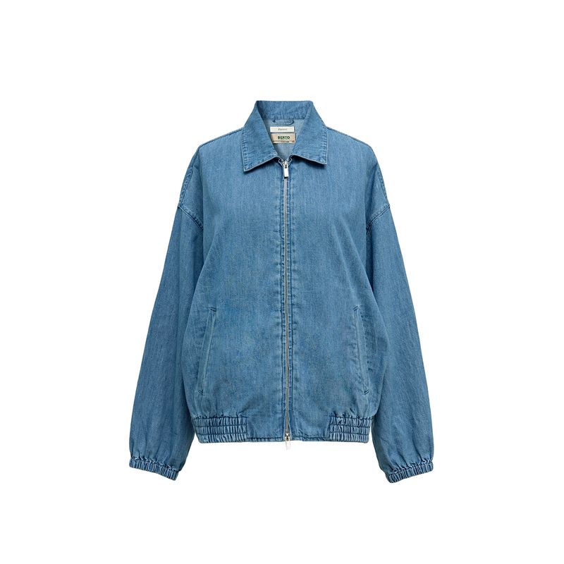 

Blacknini Yin Huafu Bann Girl Denim Outwear Miu Italian Import Berto Zipper Blue L