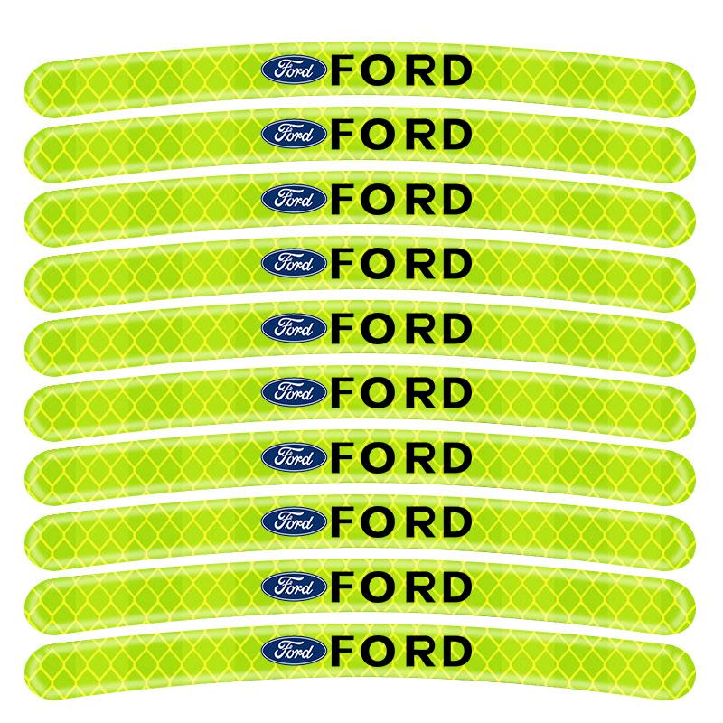 Car Wheel Hub Reflective Sticker Tire Rim Reflective Strips For Ford Focus Mondeo MK1 MK2 MK4 MK3 Fiesta ST Line Kugo Transit Escape Fusion Explorer