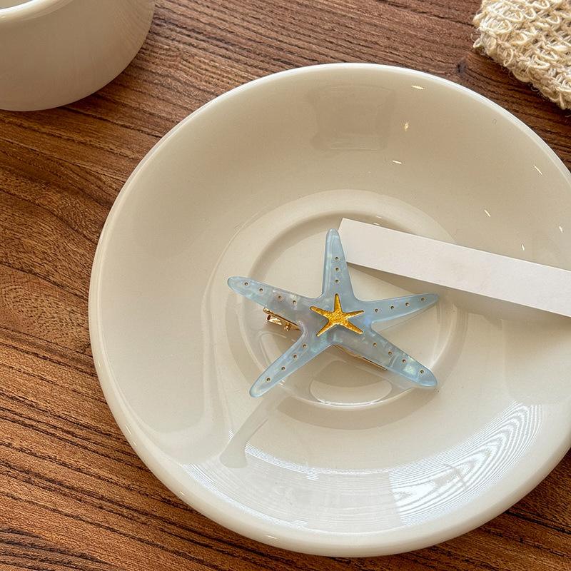 Summer Beach~ Resin Starfish Hairpin Dopamine Small Fresh Bangs Clip Duck Beak Clip Seaside Vacation Hair Accessories