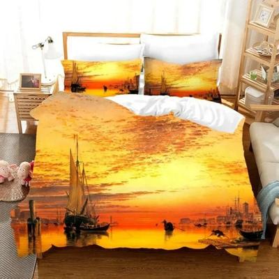 Ensemble de literie Voilier Coucher de soleil sur l'océan Housse de couette Taies d'oreiller Taille Jumeaux Simple Double Queen King pour Garçons Adultes Cadeau Linge de lit