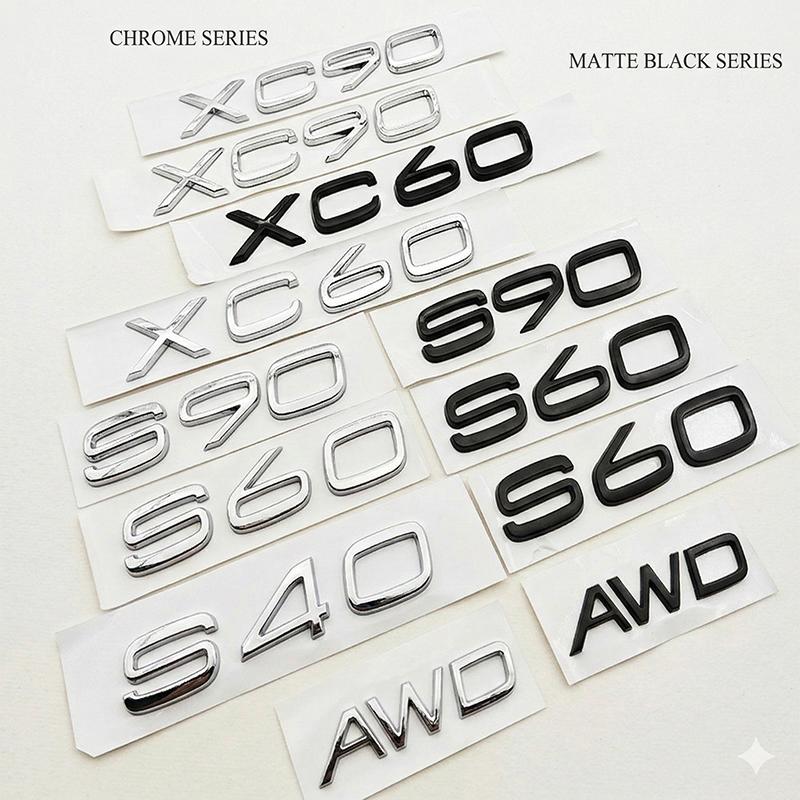 3D ABS Rear Trunk Letters Emblem For XC90 XC60 XC40 S90 S60 S40 AWD Car Styling Badge Chrome Black Sticker Accessories