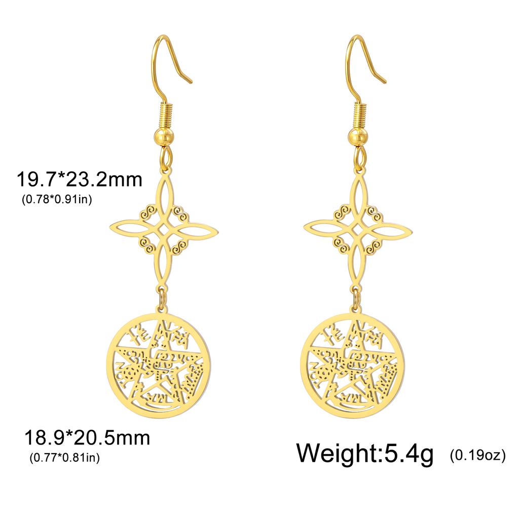 EUEAVAN Witch Knot Drop Earrings Stainless Steel Triskelion Tetragrammaton Pentagram Dangle Earrings Women Amulet Jewelry Gift