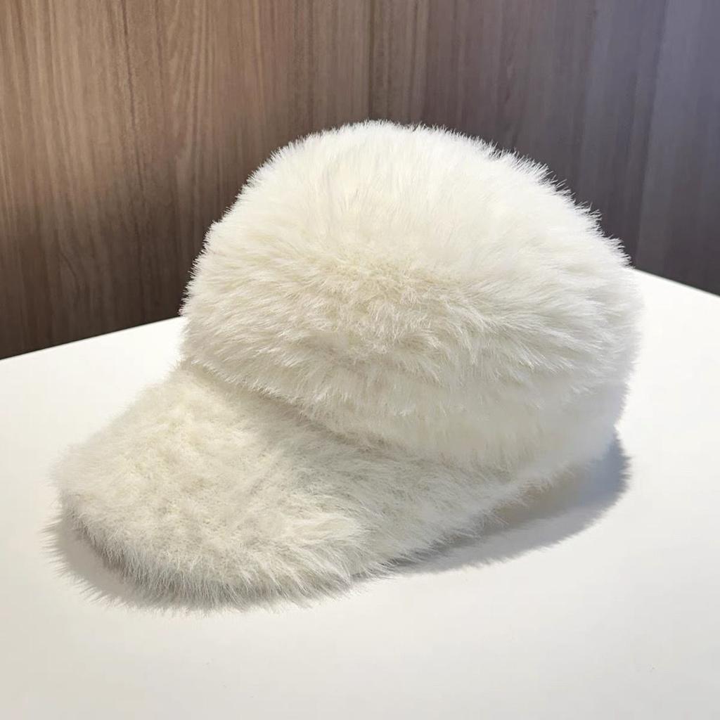 Retro Pluszowa Czapka Baseballowa z Krótkim Daszkiem Damska Jesienna i Zimowa Czapka Casual