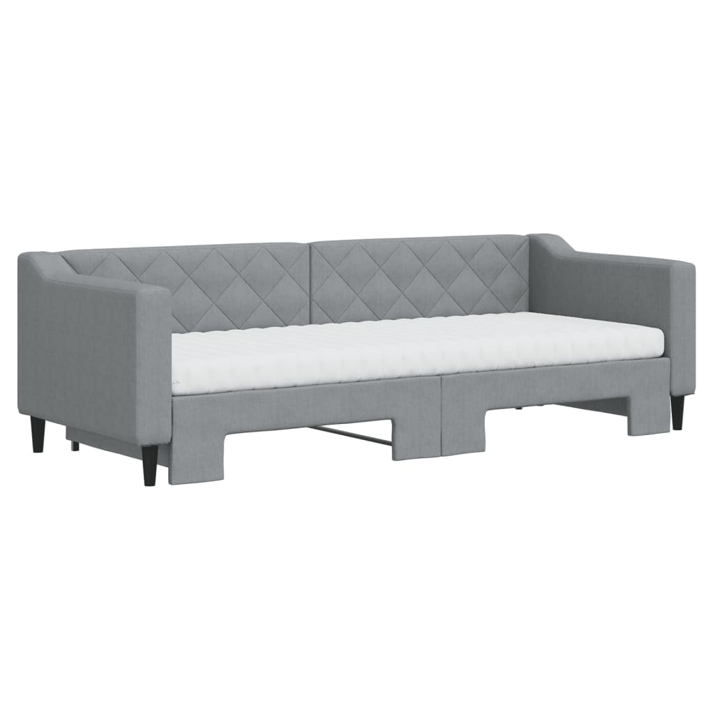 Vidaxl Sofa Rozsuwana Z Materacami, Jasnoszara, 80X200 Cm, Tkanina