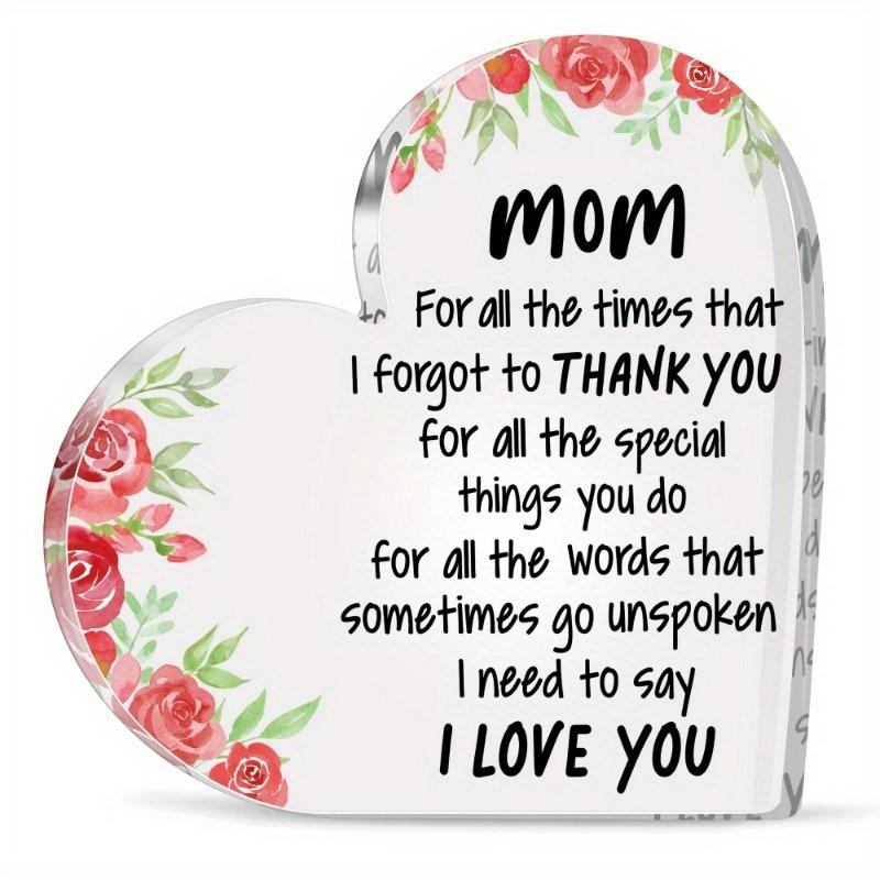 

Heart Acrylic Mom Gift. Transparent table decor for birthdays, anniversaries & holidays. чистый
