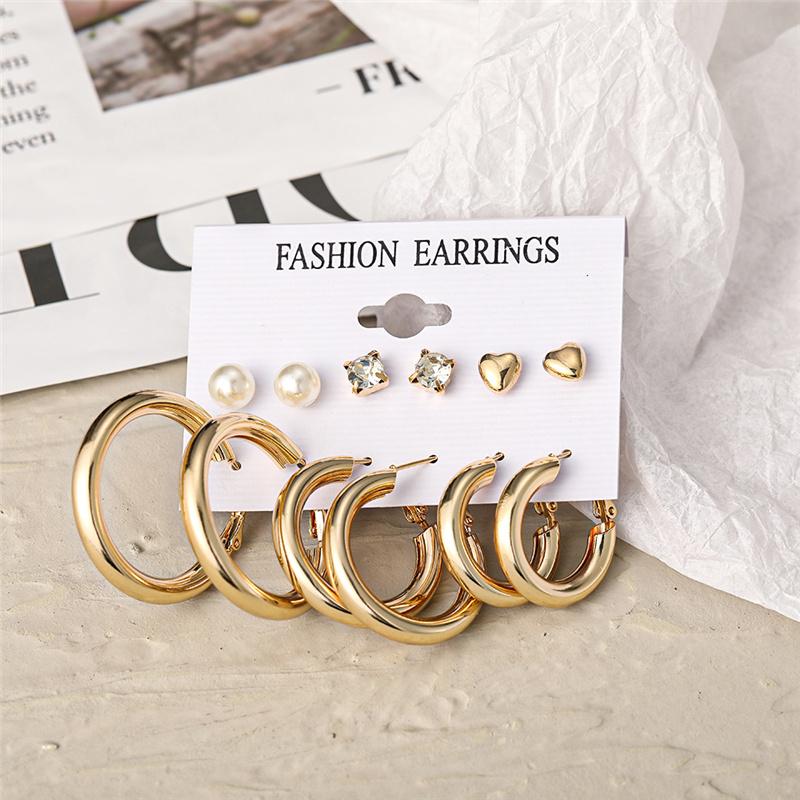 Bohemian Fashion Acrylic Leopard Round Circle Hoop Earrings Set For Women Gold Color Butterfly Pearls Drop Earrings Set Jewelry
