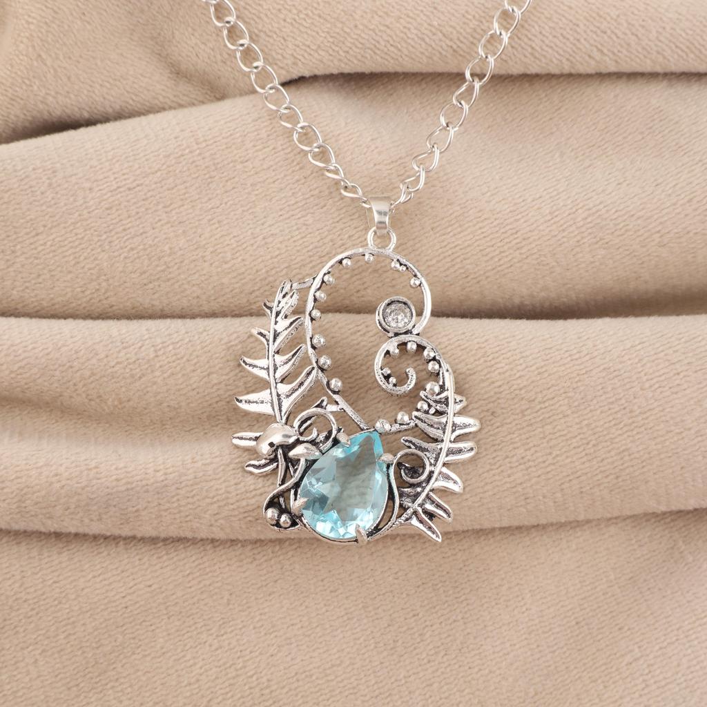 Sky Blue Topaz Gemstone 925 Sterling Silver Jewelry Partywear Pendant 1.8" For Gift CP-42-16