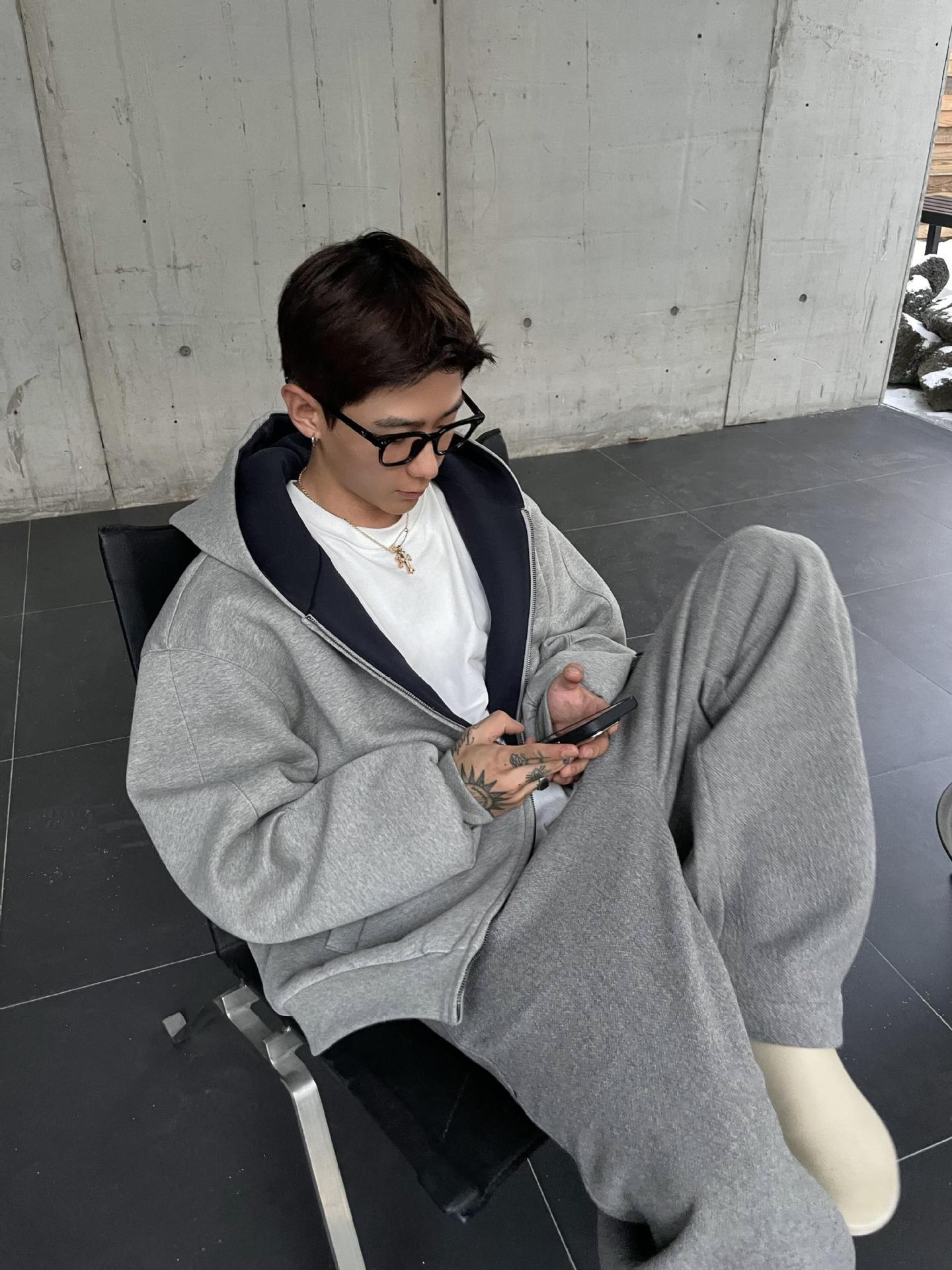 

Heavyweight Trendy Autumn/Winter Double Zipper Hooded Jacket for Couples XXXL світло-сірий колір