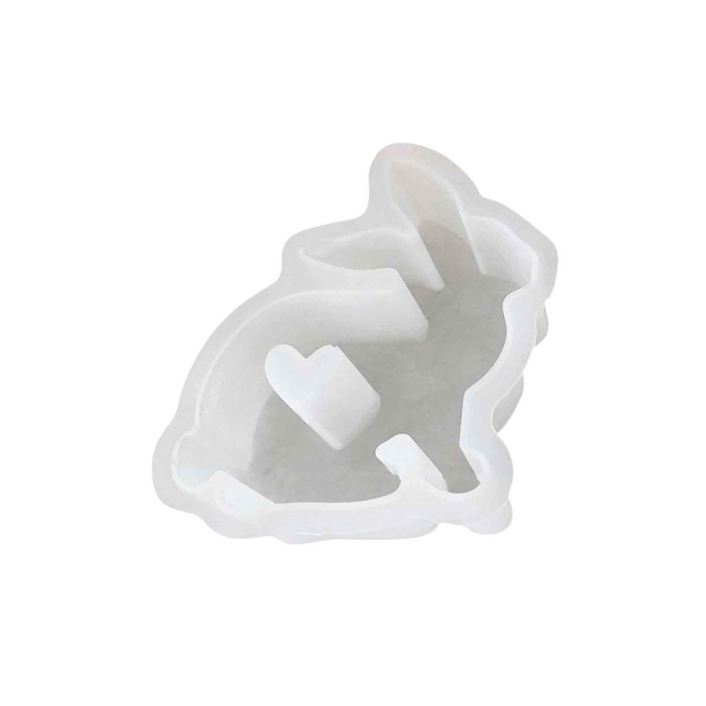 3D Heart Bunny Silicone Mold for Candle Making Soap Crafting Resin Casting Flexible Non-Stick Material Suitable for DIY Art Projects