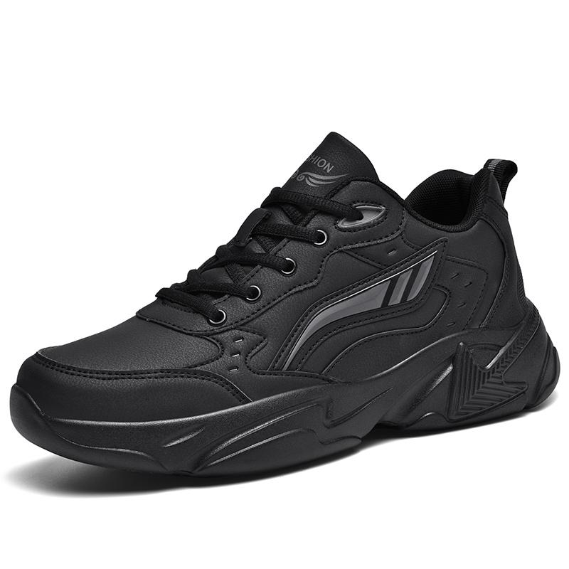 Men's Leather Sneakers Casual Shoes Sports Boys Pure Color Tennis Shoes