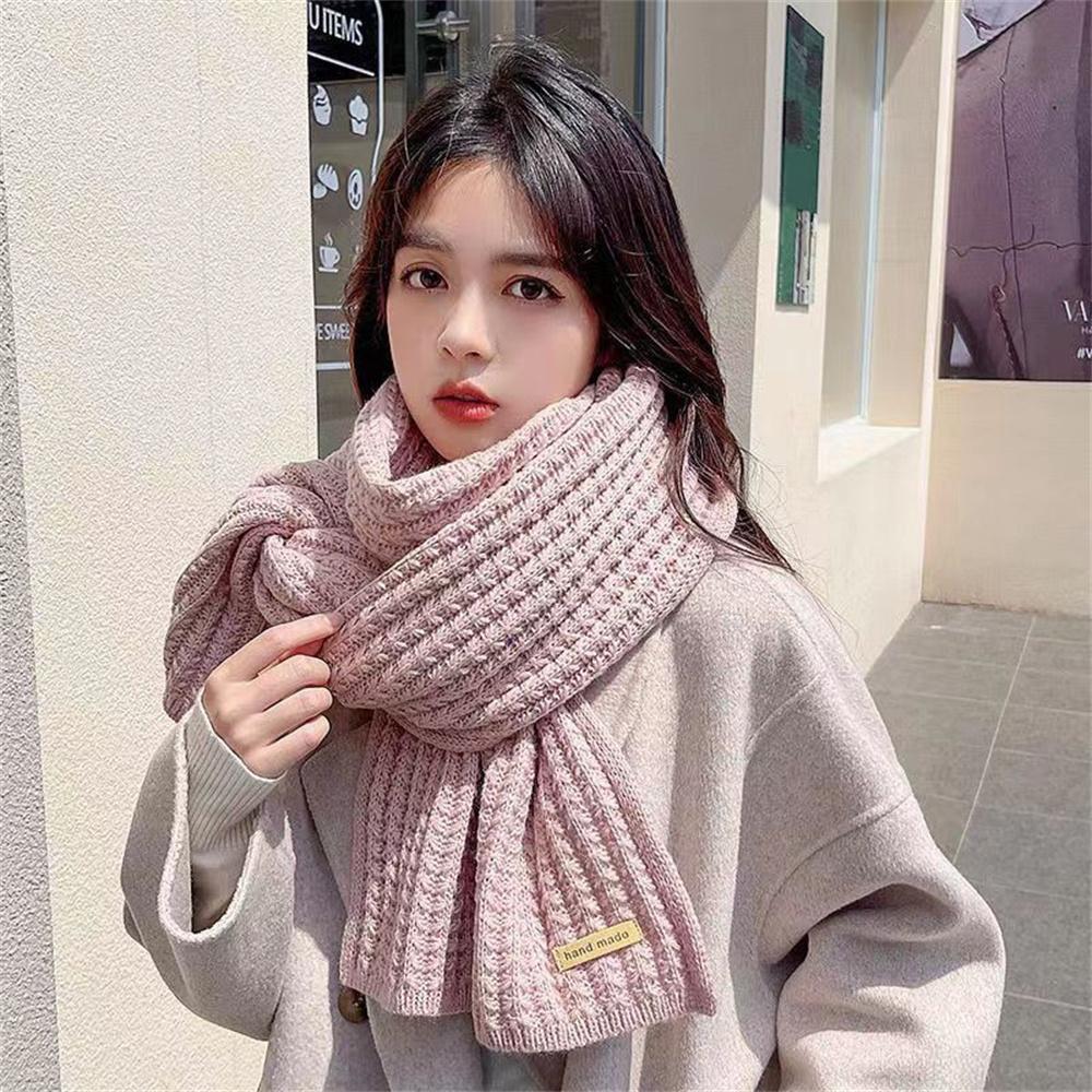 Fashion Women Men Winter Warm Knitted Scarf Solid Color Outdoor Thicken Neckerchief Vintage Wraps Woolen Long Scarves Neck Cover