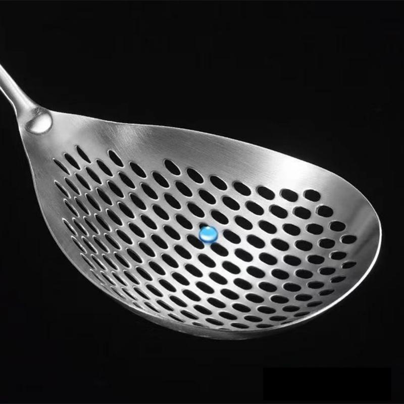 1Pcs Large Durable Stainless Steel Colander Skimmer Spoon Heavy Duty Food Strainer Spoon For Frying & Cooking Kitchen Utensils