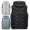 Muži podzim zima zesílená vesta s kapucí kapsy bez rukávů zip léga vesta kabát péřová vesta svrchní oblečení streetwear